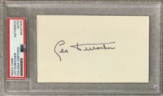 Leo Durocher Signed Index Card Autograph Dodgers Baseball Hof Slabbed Psa/dna