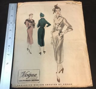 Vintage 1950 Vogue Couturier Design Dress Sewing Pattern - Bust 40 Hip 43 553