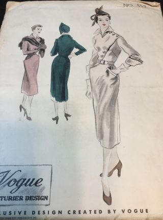 Vintage 1950 VOGUE Couturier Design Dress Sewing Pattern - Bust 40 Hip 43 553 2