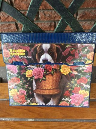 Mead Trapper Keeper Portfolio Notebook 29096 Vintage 1994 Dog St.  Bernard Flowers