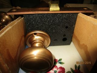 Vintage Antique Brass Russwin Mortise Lock and Door Knob Set 2