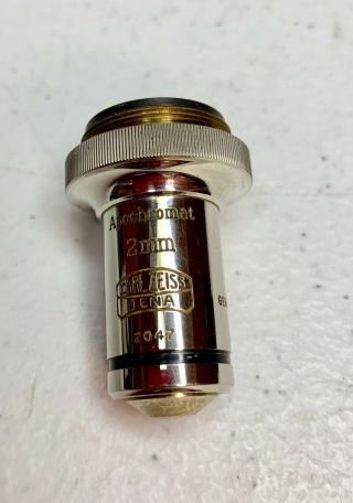 Vintage Carl Zeiss Microscope Objective 2mm 90 Apochromat 2047
