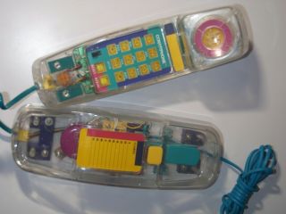 Vintage Conair Clear Transparent Telephone Sw205 Push Button Light Up Neon Phone