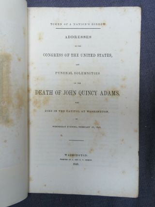 1848 Funeral Of John Quincy Adams Pamphlet
