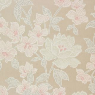 1950s Vintage Wallpaper Pink and White Flowers on Beige 2