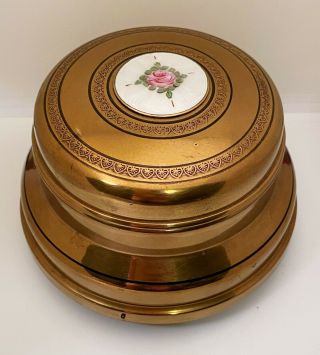 Vintage Guilloche Music Box Powder Puff Holder From The 1940 Lador Plays Laura S