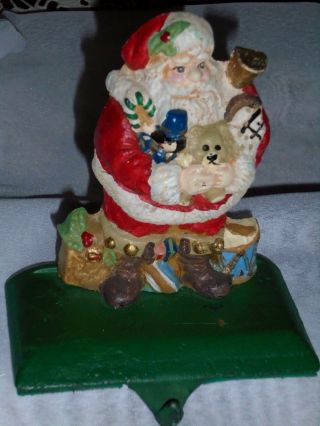 Vintage Solid Cast Iron Santa Claus Christmas Stocking Holder Hanger 2 Lbs