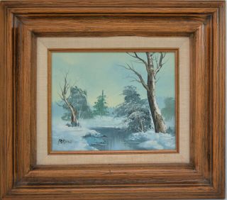 Vintage Oil Painting Winter Landscape Signed Framed