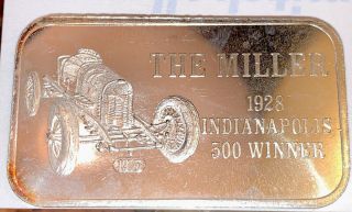 Vintage - The Miller 1975 Indy Winner 1 Oz.  999 Fine Silver Art Bar Ussc