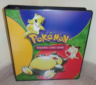 Vintage Pokemon Trading Card Game Collectors 3 Ring Binder Snorlax - Meowth - Mewtwo