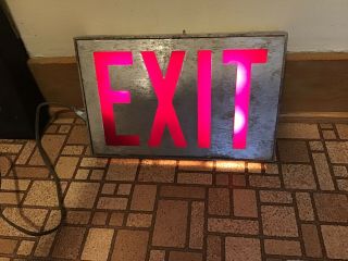 Vintage Brushed Aluminum Exit Sign