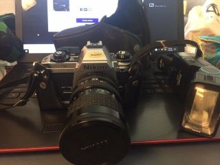 Nikon Fg - 20 35mm Slr Vintage Film Camera: Case Lens,  Flash