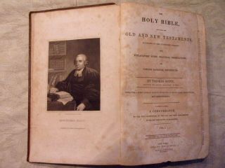 1832 Family Bible Of Sylvanus Church Amherst MA,  Thomas Scott ' s Bible Vol.  1,  2,  3 2