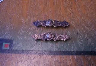 Vintage Pair Sterling Silver Overlay Bar Conchos Western Bridle Headstall Belt