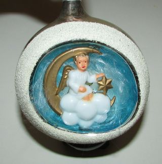 Vintage Mercury Glass Angel Diorama Christmas Ornaments W.  Germany Mica Glitter