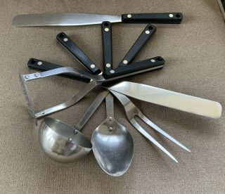 Flint Arrowhead Utensils Kitchen Tools 6 Pc Set Masher,  Fork,  Etc.  Vintage