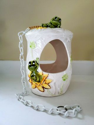 Vintage 1976 Ned The Frog Ceramic Hanging Planter Sears,  Roebuck And Co.  Japan