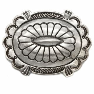 Vintage Navajo Handmade Stamped Sterling Silver Concho Pin