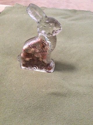 Vintage Easter J.  H.  Millstein Peter Rabbit Glass Candy Container With Paper Seal