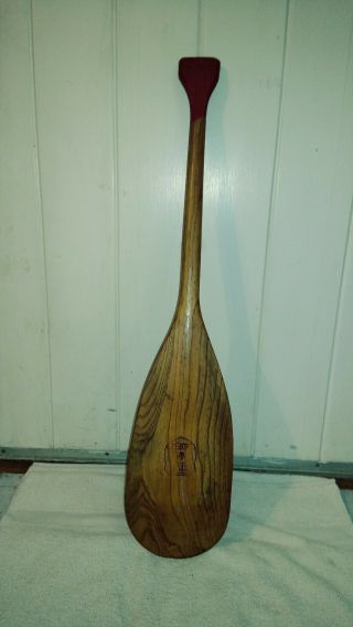Vtg Always Demand Indian Head Brand Canoe Paddle 30 " Cabin Decor Wood Oar Welcom