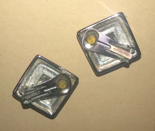 CHRISTIAN DIOR Vintage Swarovski Crystal Silver Tone Square Cut Clip On Earrings 3