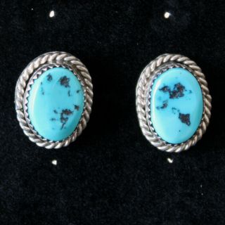 Vintage Navajo Sterling Silver Turquoise Post Earrings 2
