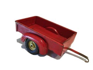 Vintage Tru Scale Pressed Steel Two Wheel Wagon - Yellow Rims 2