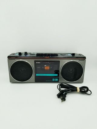 Aiwa Cs - 200 Vintage Boombox Stereo Cassette Recorder -