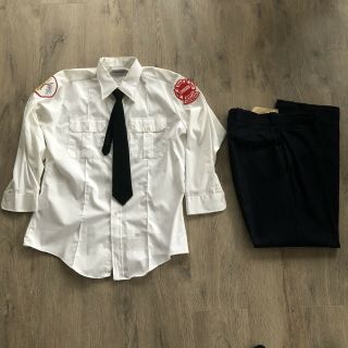Vintage White 1980s Cfd Chicago Fire Department Dress Uniform Shirt Tie Pants