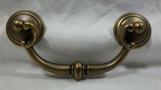 6x Antique Brass Vintage Drawer Drop Bail Handle Pulls Vintage Aged 3 1/2 Center