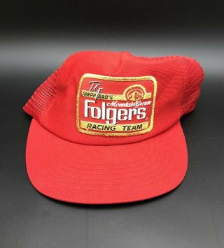 Vintage Tim Richmond Folgers Racing Team Adjustable Mesh Trucker Hat Nascar Cap
