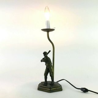 Metal Baseball Player Boy Bat Cap Table Lamp Classic Vintage Look Swinging M1