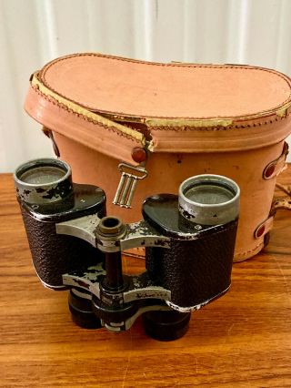 Vintage Abercrombie & Fitch Binoculars & Leather Case Made In France