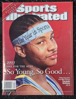Autograph Signed Carmelo Anthony Sports Illustrated 01/08 /04 / Nuggets W/