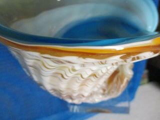 Vintage Murano Art Glass Colored Swirl Conch Shell Cornucopia Vase quality 3
