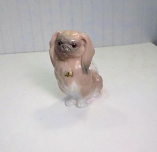 Vintage Lladro 6 " Pekingese Porcelain Dog Figurine 4641 With Rare Foil Label
