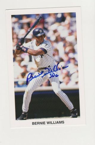 Bernie Williams York Yankees Autographed Photo 3 1/2 X 5 1/2 Dinged