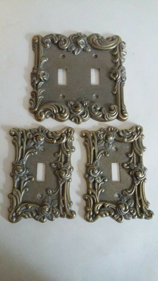 3 Americantack Vintage Ornate Brass Metal Light Switch Wall Plate Covers Amertac
