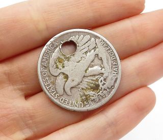 925 Sterling Silver - Vintage United States Half Dollar Coin Pendant - P10760