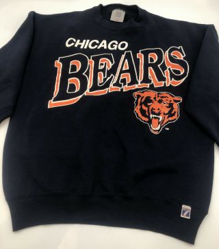 Vtg 1990 Logo 7 Chicago Bears Crewneck Sweatshirt Medium