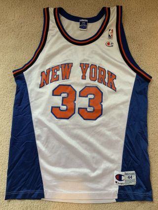Vtg Champion 1990s Patrick Ewing Ny Knicks Sz 44 Large Nba Basketball Jersey