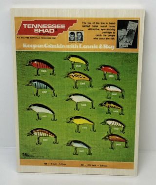 Tennessee Shad Old Fishing Lure Color Print Ad Chart On Wood Man Cave