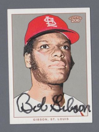 Bob Gibson Signed Topps T - 206 Card 161 With B&e Hologram
