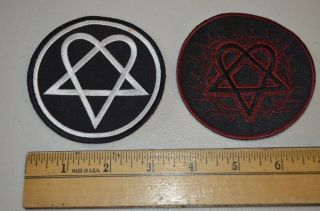 Him Heartagram Ville Valo Gothic Rock Band Hot Topic Iron On Patch 2 Vtg ‘04