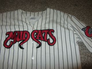 Carolina Mud Cats Quitman Minor League Baseball Jersey White Pinstripe L Vintage 3
