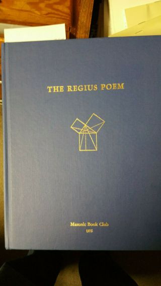 The Regius Poem,  Vol.  1 Of Masonic Book Club,  2nd Ptg,  1975,  Masonry,  Freemasonry