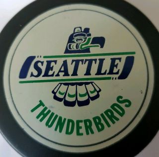 SEATTLE THUNDERBIRDS WHL OFFICIAL GAME PUCK VINTAGE VICEROY MFG.  RARE - CANADA 3