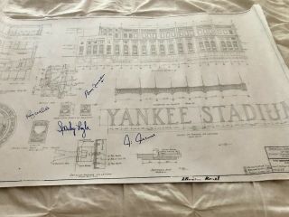 Yankee Stadium Architectural Drawing Signed By Chambliss,  Richardson,  Lyle White