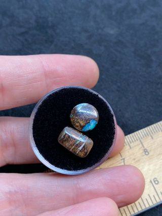 Pretty Polished Boulder Opal Cabochons in Gem Jar - 1.  2 Grams - Vintage Estate Find 3