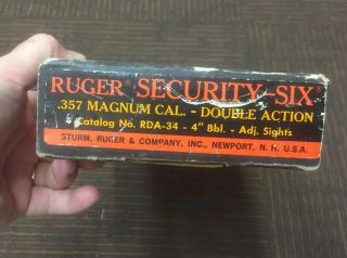 Ruger Security - Six Revolver Empty Gun Box - Rda - 34 4 " Bbl - Adj Sights - Vintage